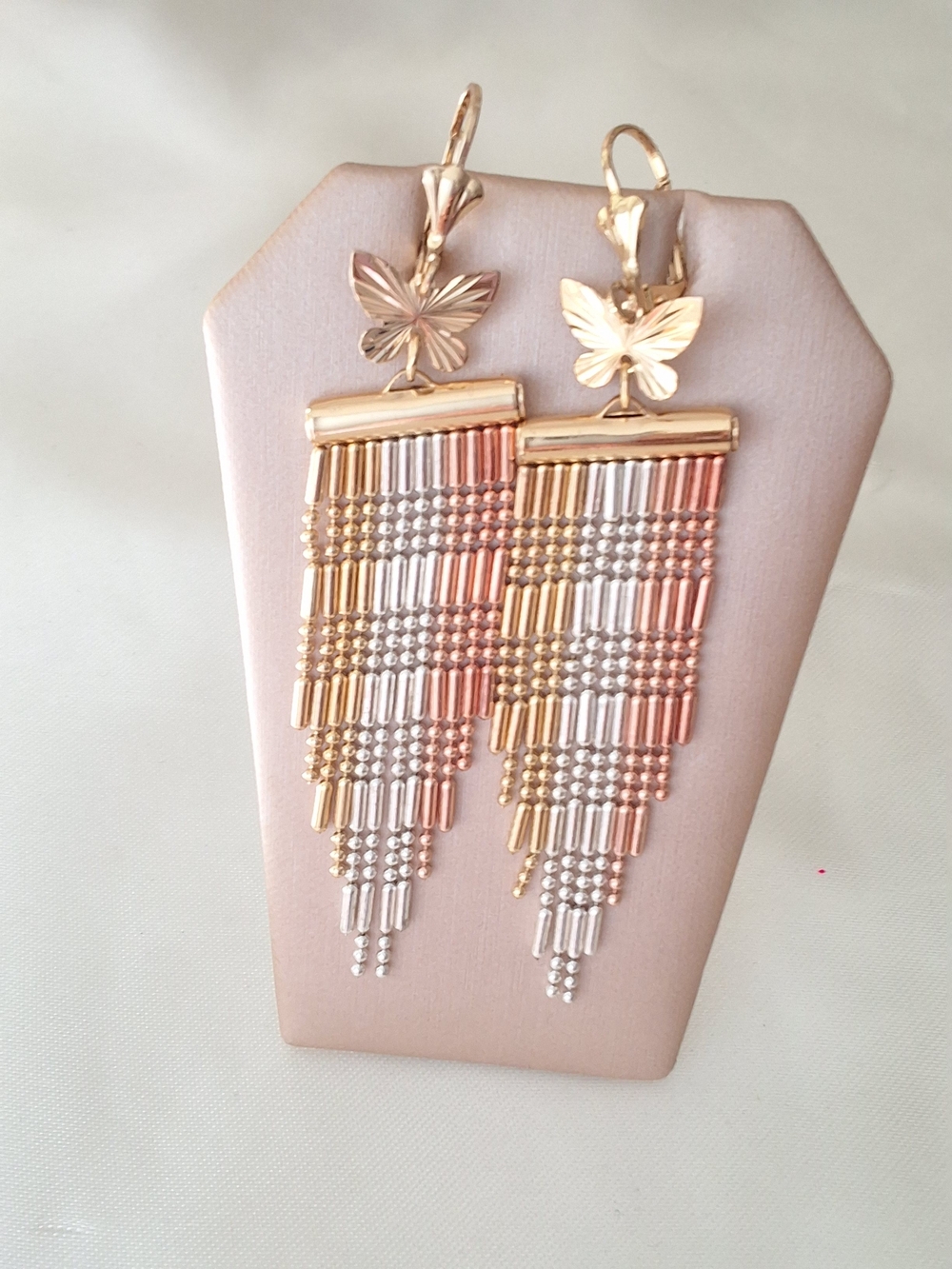 Tri-Tone Butterfly 14K Gold Plated Earrings